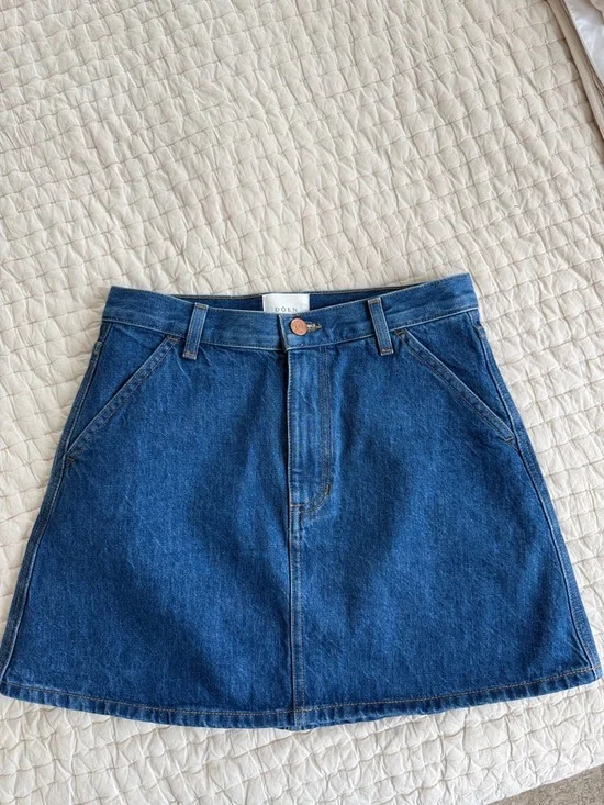Doen Deep Blue Denim A-Line Skirt - Picture 1 of 3
